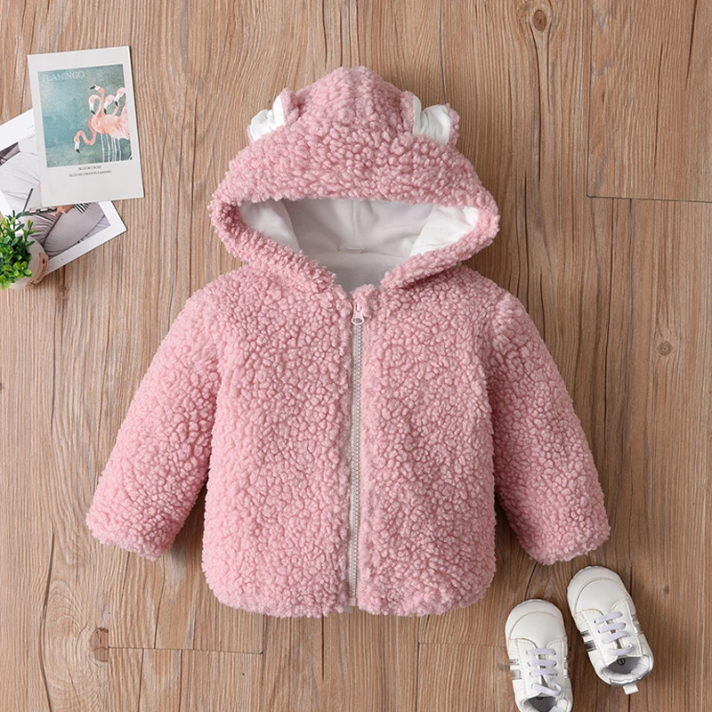 Quality Artificial Wool Outfit Baby Winter jackets Outwear Infant Toddlers Baby Girl fur hood long sweater Coat With Hood