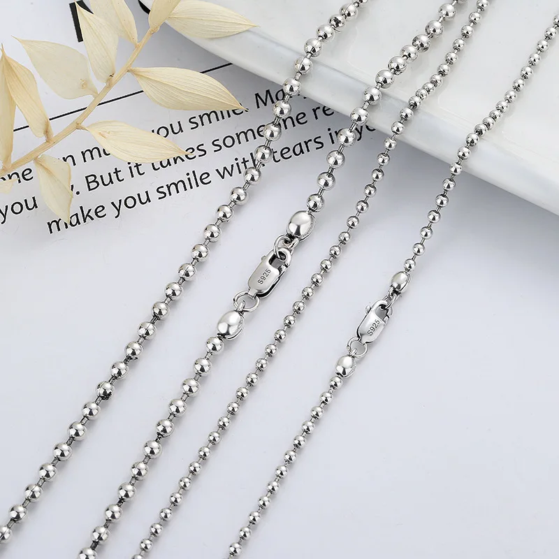 Fashion Jewelry Light luxury S925 sterling silver jewelry vintage beads chain ball chain DIY free to match single necklace