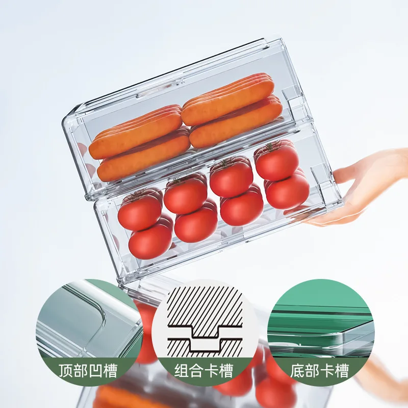 New Design Portable PET Organizer Keeper Refrigerator Food Plastic Storage Box With Lids