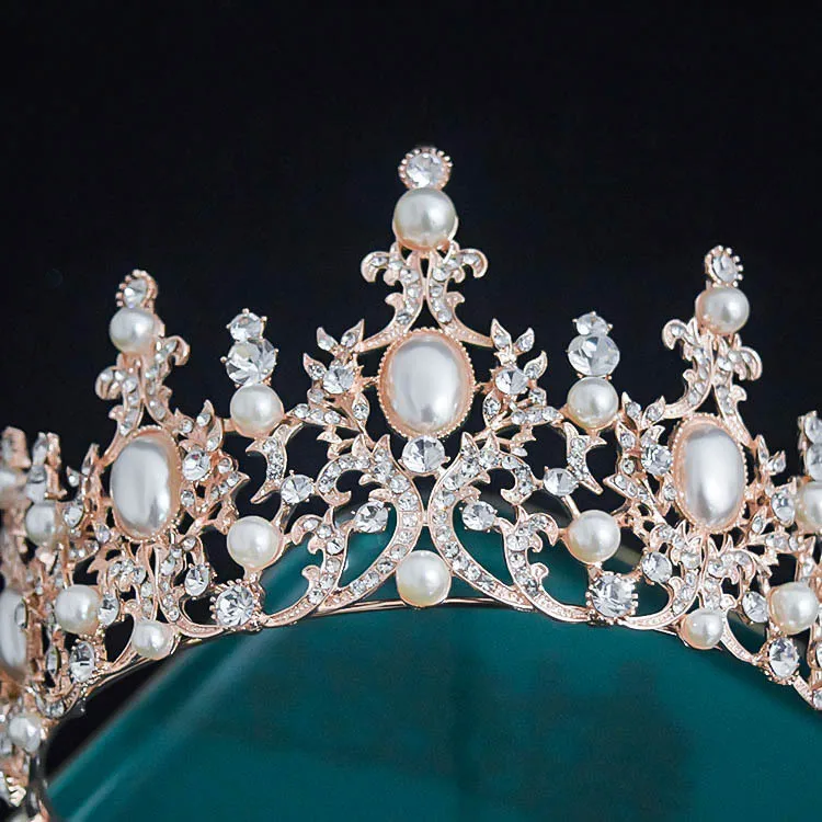 Wholesale Pearl Crown Rhinestone Bridal Crown Wedding Bride Tiaras Wedding Hair Accessories CR684