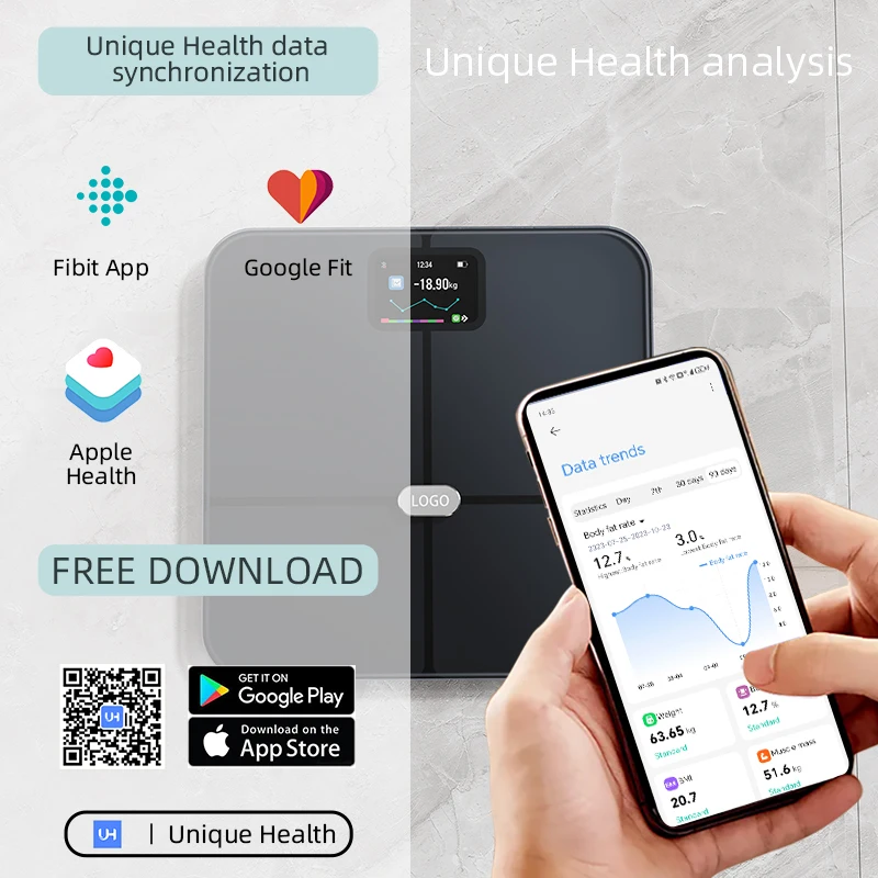 250KG Electronic Weighing Scale Connect Bluetooth Weight Scale Large TFT Digital Display Weight Scale With Smartphone APP