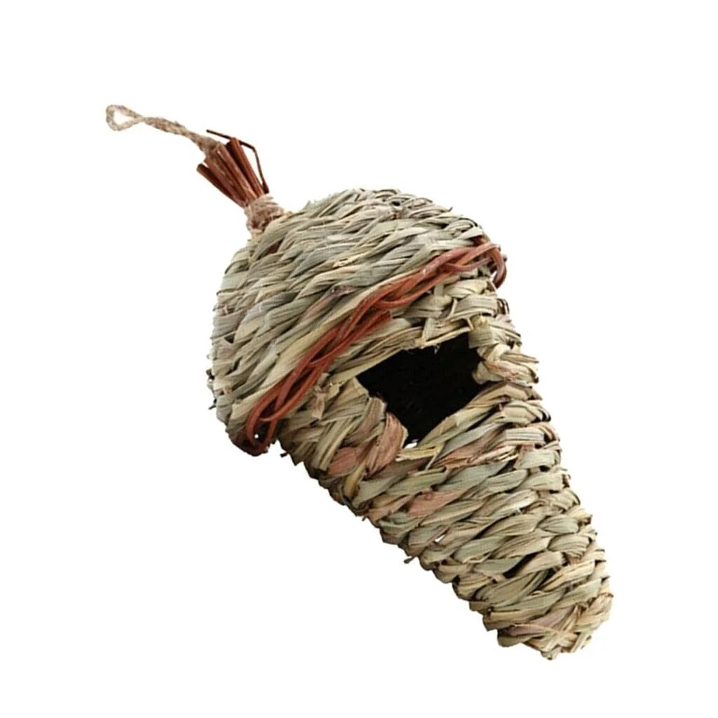 WILDMX Handwoven Natural Grass Hanging Hummingbird Nest Bird House,Outdoor Bird Box,Bird Case Attracts Many Little Birds
