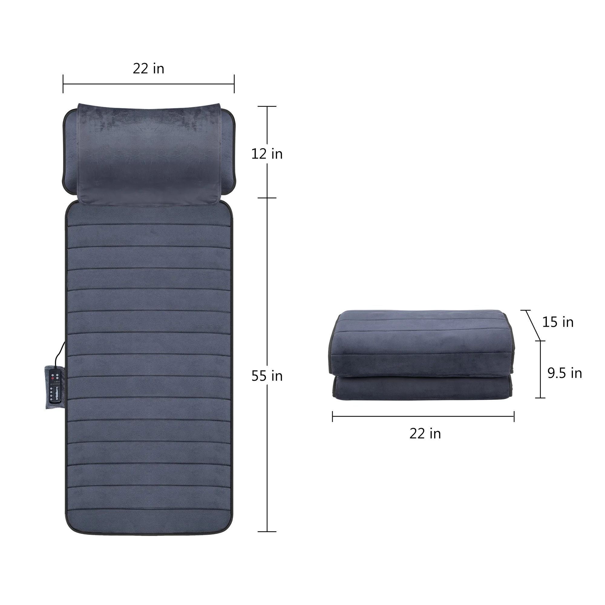 Comfier New Coming electric  massage mattress mat topper with shiatsu massage on neck pillow