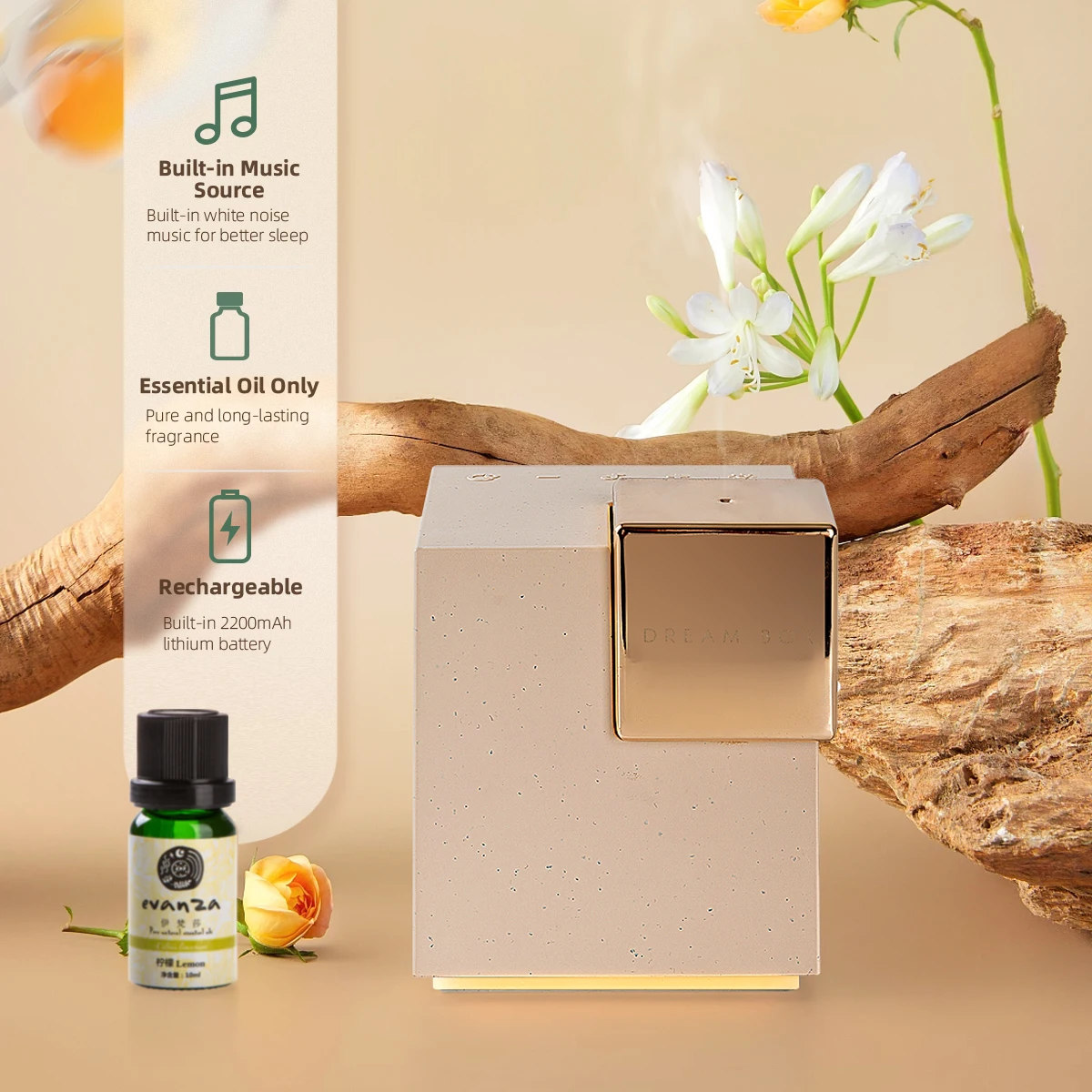 Lemoworld Pure Essential Oil Diffuser 10ml Bluetooth Speaker Aroma Diffuser Ultrasonic Mist diffuser with Music Player Function