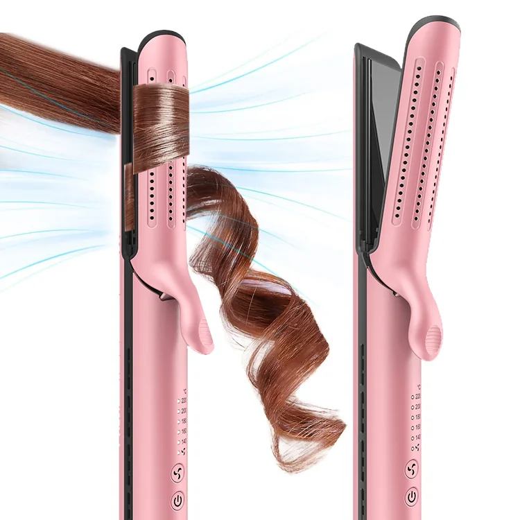 Wholesale Price PTC Rapid Heating Hair Crimper Adjustable Temperature 2 in 1 Hair Straightener and Curler Cool Air Hair Iron