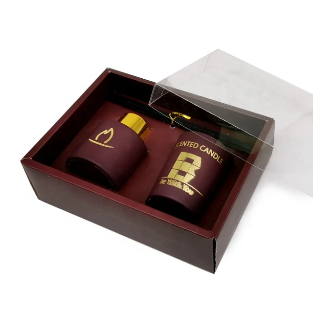 Glass Bottle Essential Oil Aroma Diffuser scented glass candle set