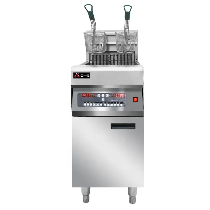 Commercial Full Automatic Lifting Rod 304 Stainless Steel Frying machine Electric Pressure deep fryer with oil filter