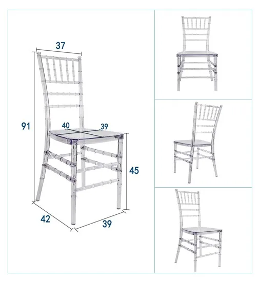 Flash Furniture Elegance Crystal Acrylic Clear Transparent Ghost Chiavari Chair For Wedding Hotel  Party