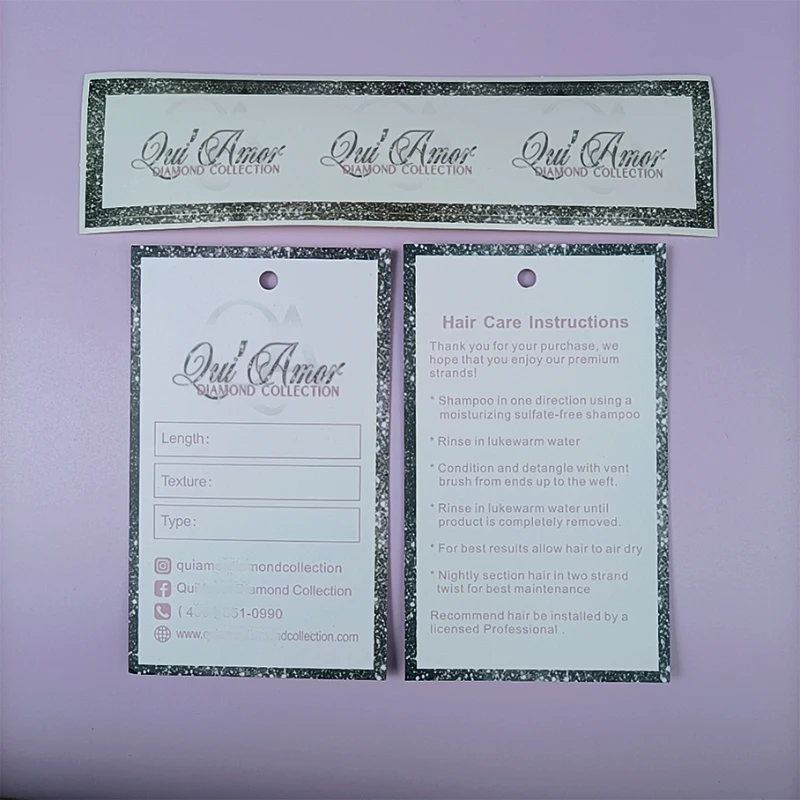 wholesale custom luxury hair bundle tag with string gift tags bundle wraps for hair extension