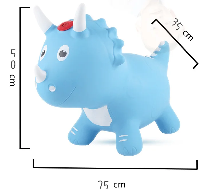 fx Green Red Blue Bouncy Triceratops Hopper for Toddlers Inflatable Bouncy Animals Hopping Toys with musical sounder