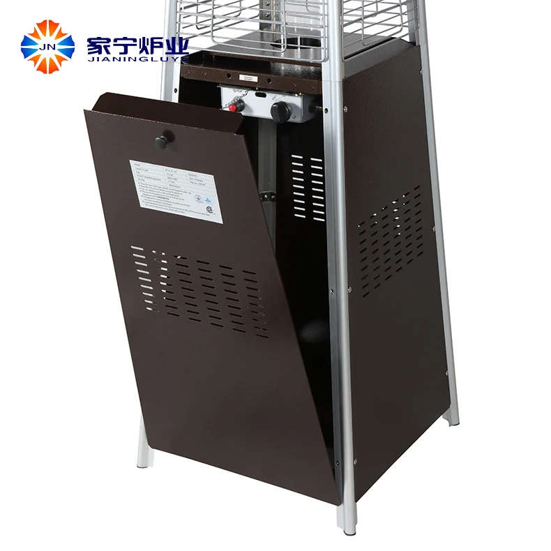 Low Price Portable Propane Patio Heater Novel Design Iron Tower Flame Pyramid for Outdoor Gardens Gas Water Heater from Malaysia
