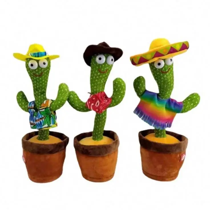 Wholesale Pp Cotton Filling Sing Dance Doll Cactus Korean Electronic Plush Toy Manufacturer