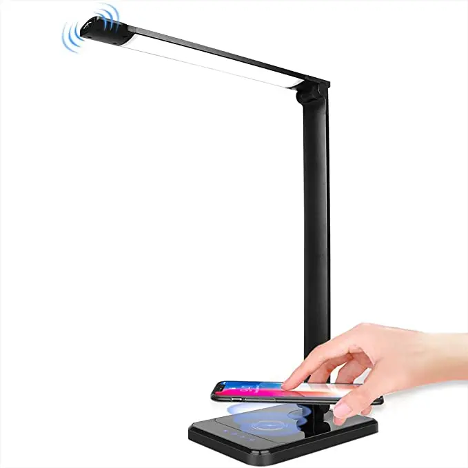 Eye-Caring LED Bedside office Table Night Lighting Reading Desk Light lights lamp with qi induction Wireless Charger charging