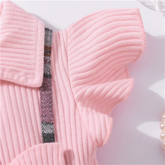 Summer Infant Clothes Cute Lapel Collar Bow Cotton Toddler Newborn Baby Girls Dress