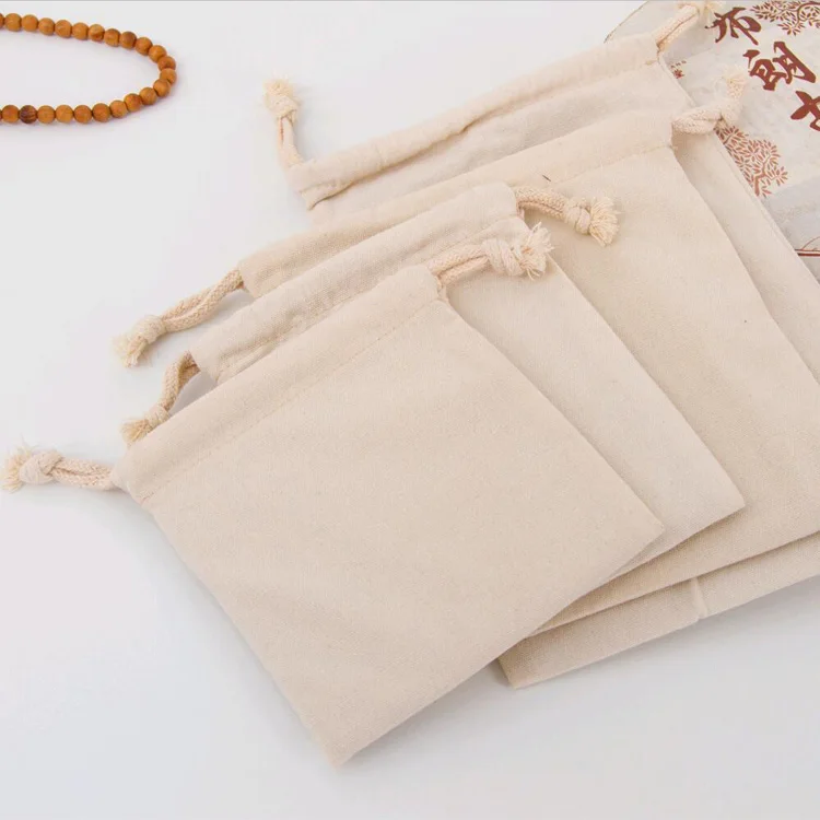 Wholesale Promotional Calico Organic small custom printed gift canvas muslin pouch drawstring cotton bag
