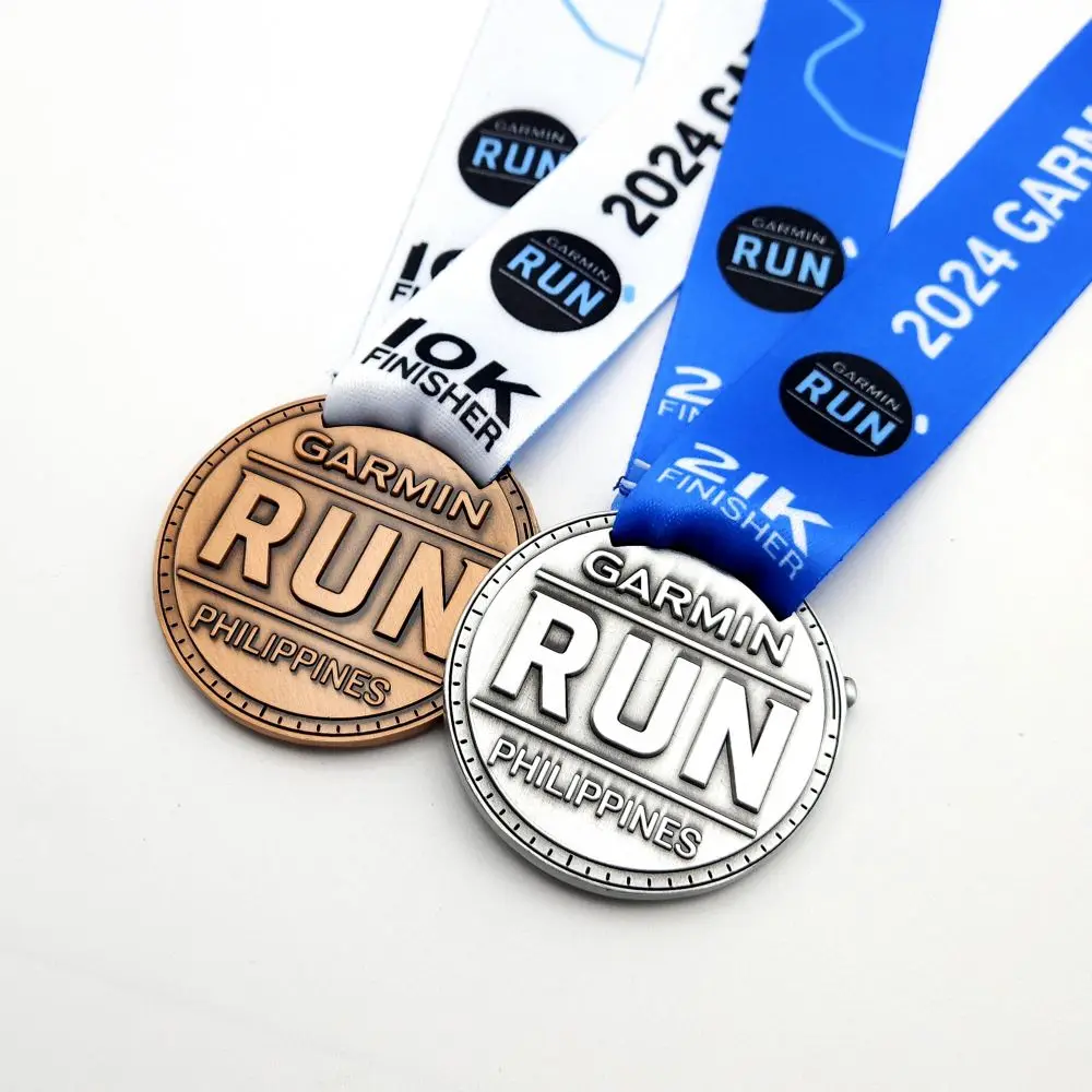 Zinc Alloy Antique Copper Silver Custom Logo Design Walk Running Events Souvenir Award Medal With Ribbon