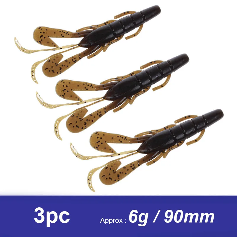 9cm 6g 3pcs/bag Crawfish Soft Lures Crayfish Fishing PVC Plastic Baits For Seawater And Freshwater Artificial Soft Bait