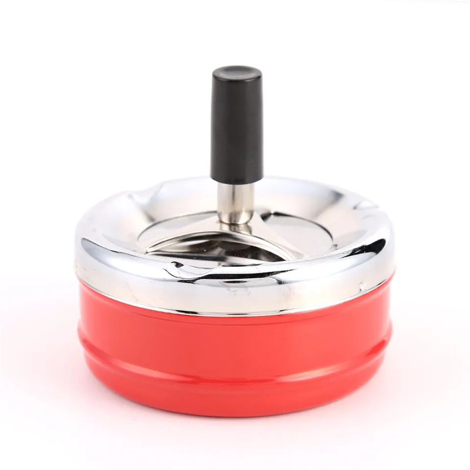 Stainless Steel Smokeless Ashtray Round Push Down Cigarette Ashtray with Spinning Tray