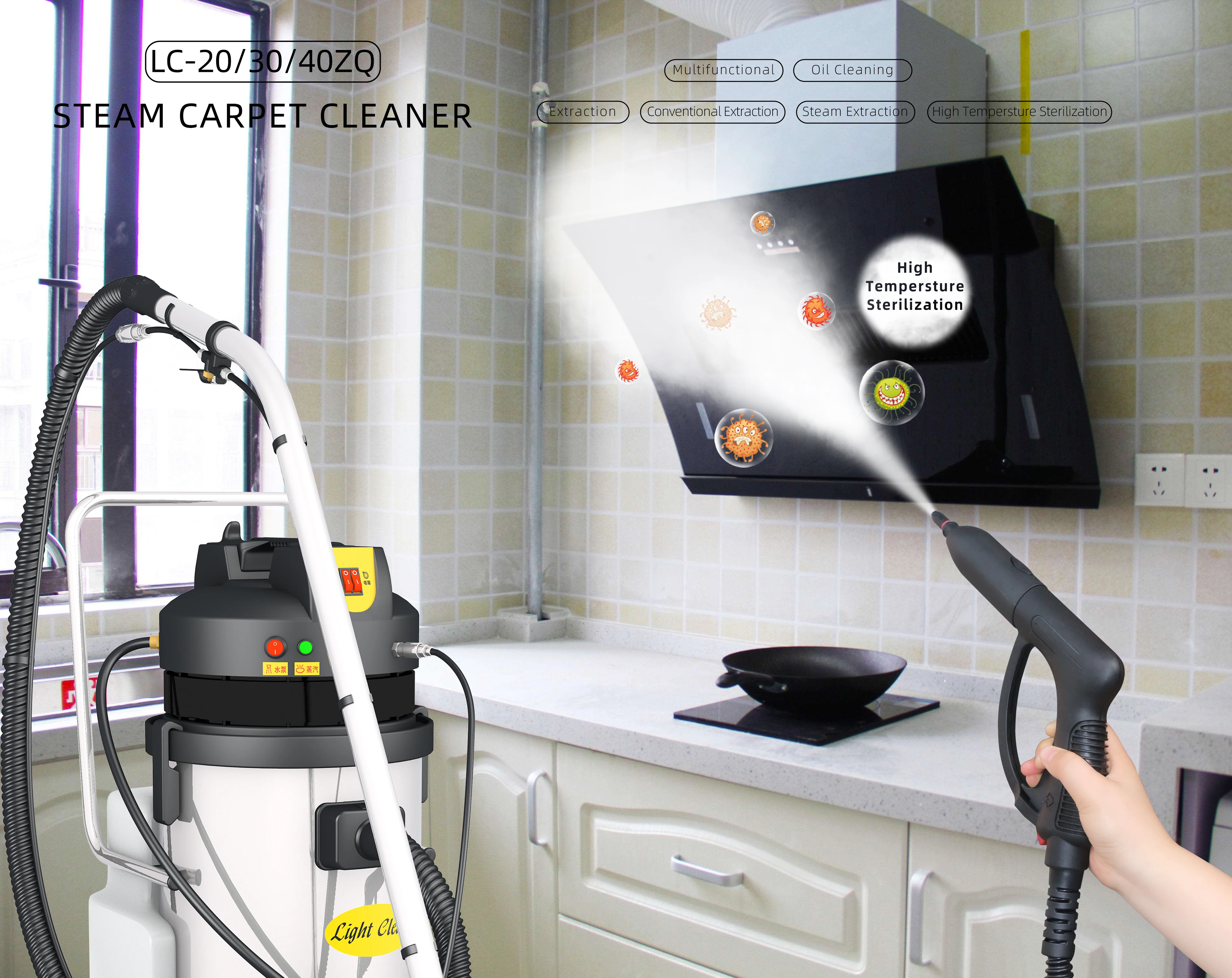 Industrial Wet And Dry DT-30ZQ 30L Steam Carpet Cleaning Machines Powerful High Temperature