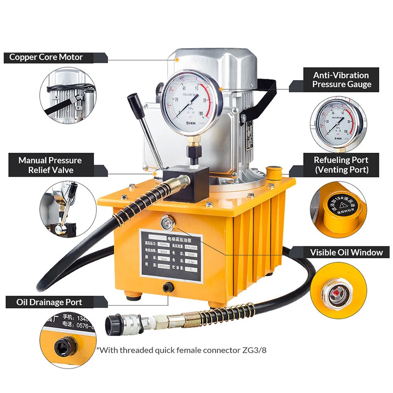 HHB-700D3 High Quality Hydraulic Electric Pump 700 Bar High Pressure Electric Three-way Hydraulic Pump Portable Oil Pump