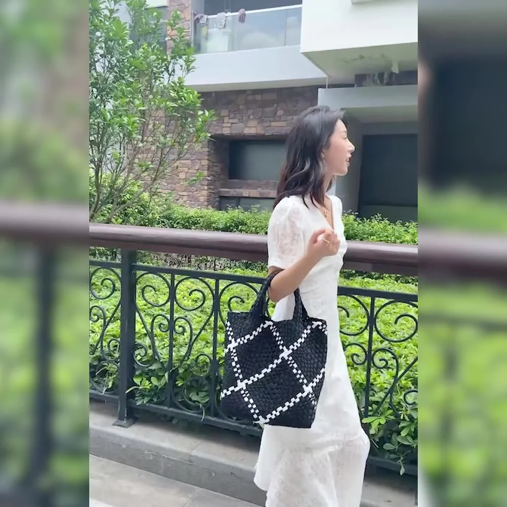 2021 Customization Women Hand Bags clutch Purses and Handbags handmade Woven neoprene tote bag Handbag set bucket bags