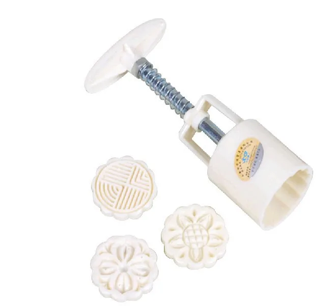 Hand pressed 50g round mooncake mould with 3 flower pastry mould