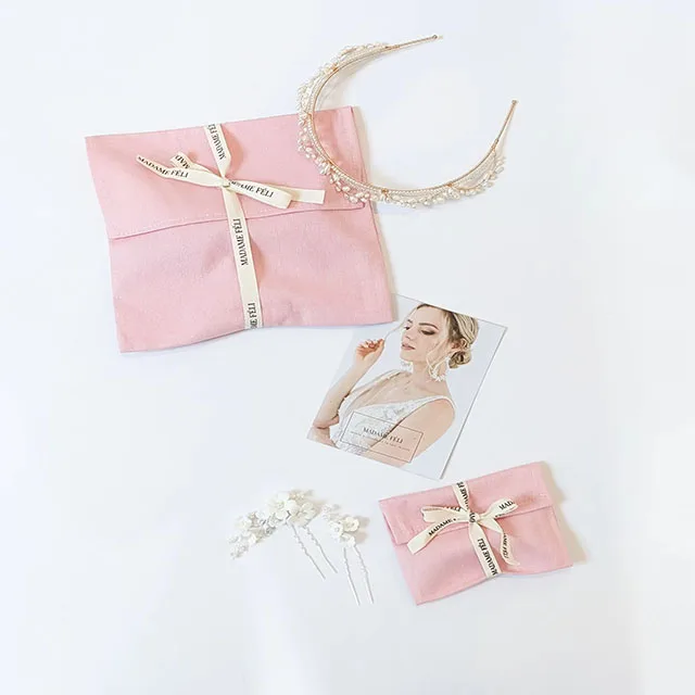 Reusable Organic Pink Canvas Envelope Dust Bags For Baby Clothes Cotton Flap Gift Handbag Dust Bags