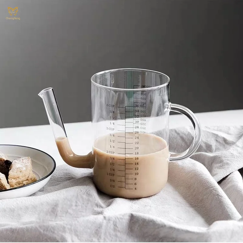 high borosilicate glass oil ,coffee ,tea separator with measurement ,glass decanter