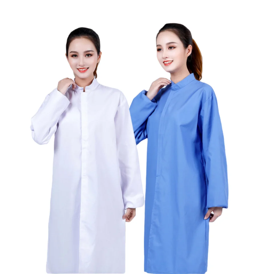 Unique Design Stand Chinese Collar Zipper Food Factory Uniform Classic Fit Mandarin Collar Sleeves Unisex Lab Coats