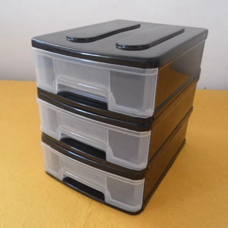 
3 Layer Transparent Plastic Cabinet Desktop Drawer Factory Direct Sale 