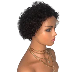 Perruque Pixie Cut Wig Human Hair Curly Bob Short Pixie Cut Lace Wig Bleached Knots Lace Frontal 13x4 Pixie Wig With Baby Hair