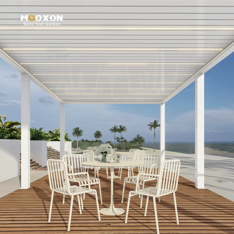 Mooxon 3X3 Garden Gazebo Metal Green Houses Waterproof Motorized Louver Aluminum Patio Pergolas for Outdoor