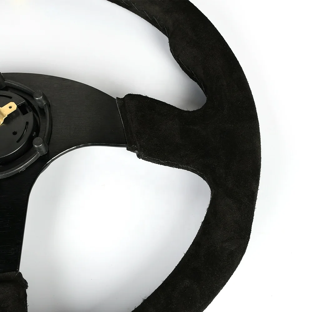 350mm aluminum bracket suede leather steering wheel