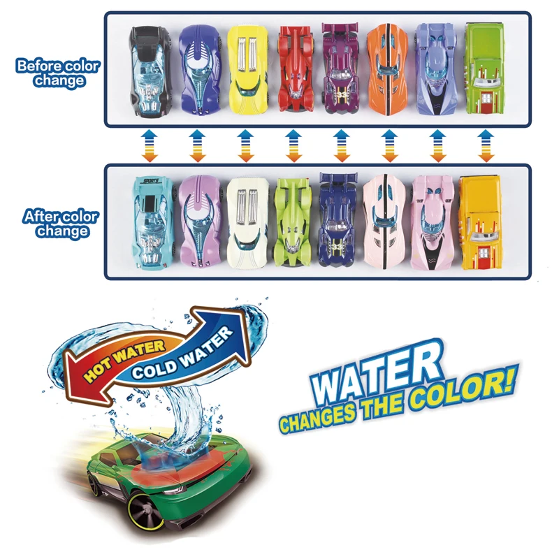 37C heat discoloration die-cast car washing facility park toys kids HN934399