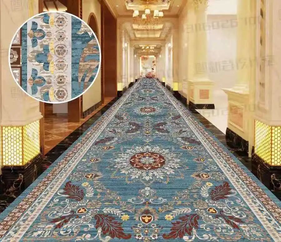 Hotel Walkway Full Pavement Carpet Printed Nylon Carpet Waterproof Corridor Carpet Customization