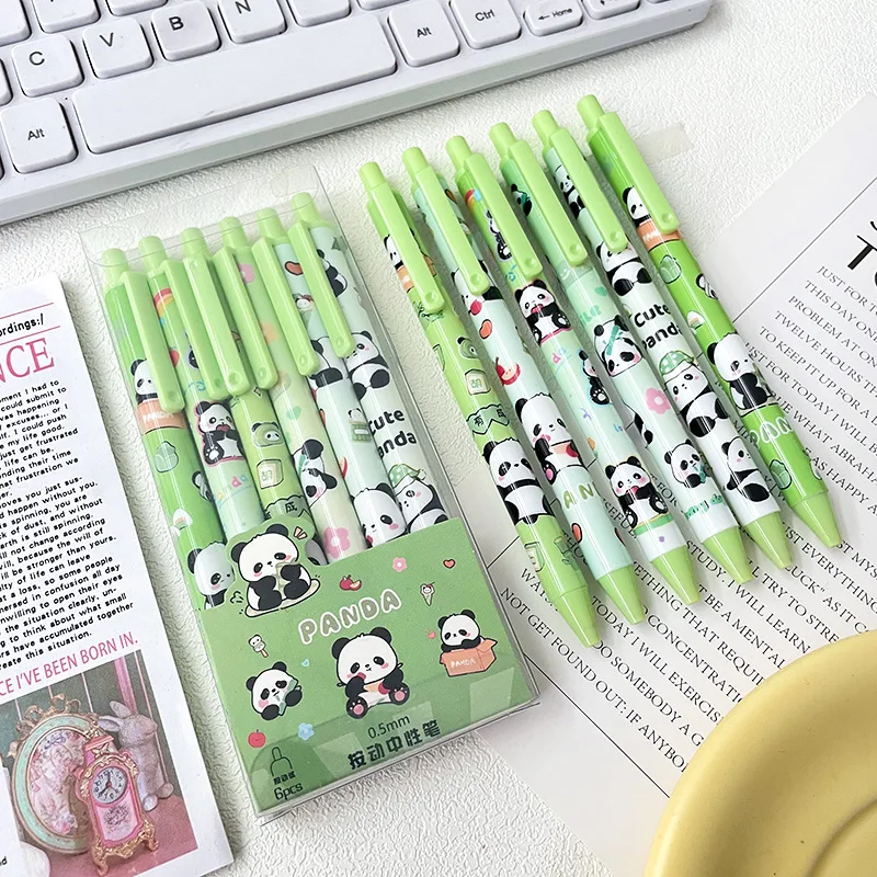 Panda Pen Back To School Stationery Supplies Colorful Kawaii Neutral Pen Melody Kuromi Cinnamoroll Sanrioed Pen Office Supply