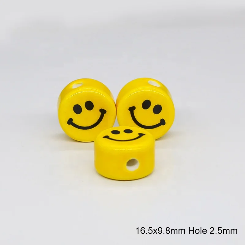 Wholesale high quality yellow smiley face design porcelain beads in various colors and sizes for DIY jewelry making