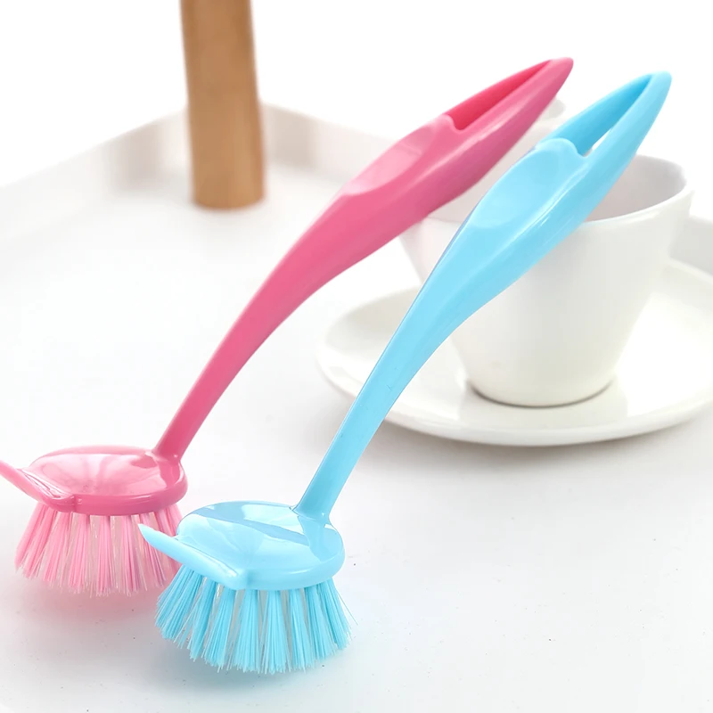 
small long handle plastic kitchen scrub cleaning brush for pot and vegetable 