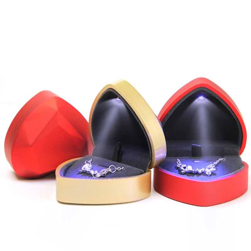 Heart LED Light Jewelry Creative Ring Jewelry Collect Gift Box High-end Necklace Jewelry Box Pendant Packing Box