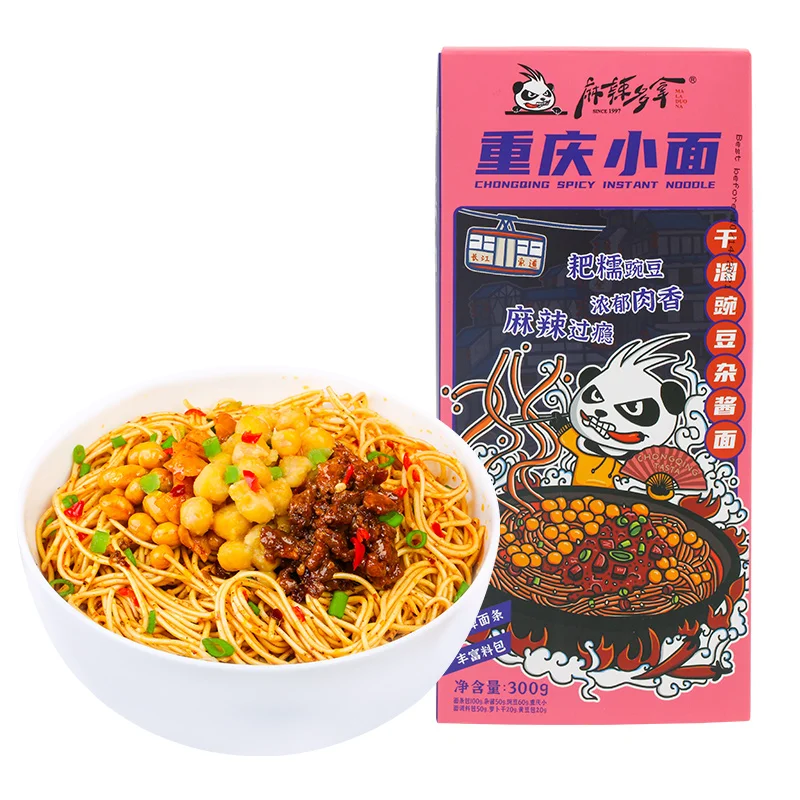 Chongqing Feature Spicy Instant Dry Mixing Ramen Noodles With Soft Glutinous Peas