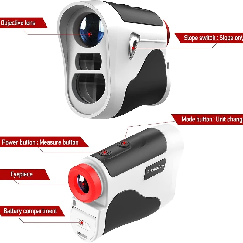 Golf Rangefinder with Slope Flagpole Lock with Pulse Vibration Slope Switch for Golf Tournament 600Yards 6X Magnification