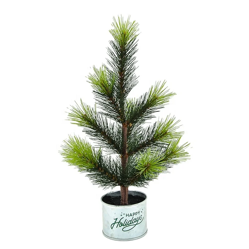 12 дюймов Рождественская елка неосвещенная зеленая твердая игла Рождественская елка искусственная с зелеными счастливыми праздниками оцинкованный горшок
