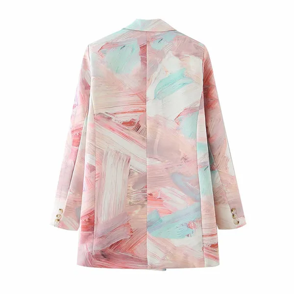 
WT2766 Fashion Women Colorful Tie Dye Long Sleeve Double Breasted Blazer Korean Chic Blazers Clothing 