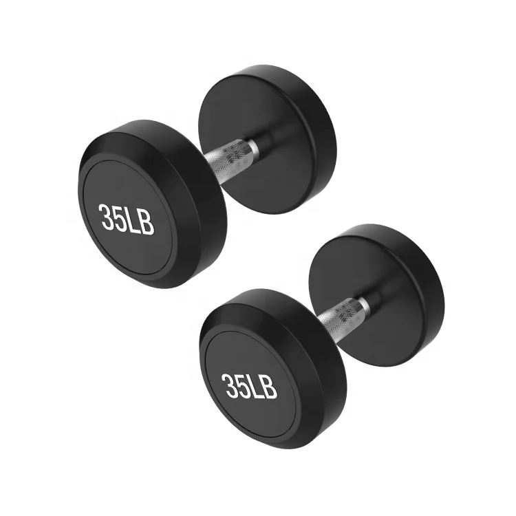 Тренировки силовых тренировок черное резиновое покрытие круглый ручной весов для гимнастического зала