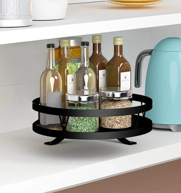 Kitchenware Rack Rotating Multifunctional Spice Rack Bathroom Make up organizer Shelf Stainless Steel Storage Rack