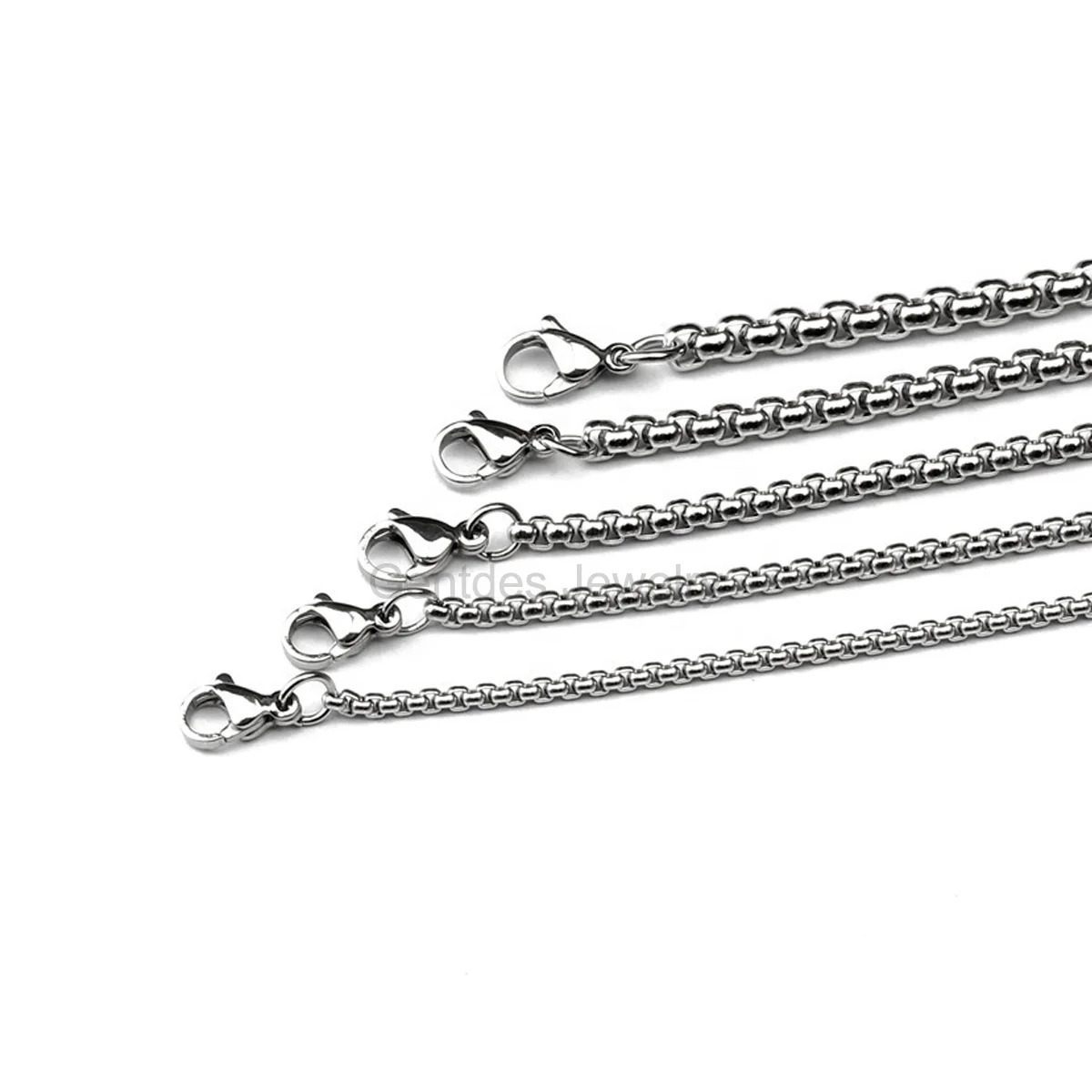 Gentdes Jewelry Custom 316 Stainless Steel Box Chain Necklaces With Lobster Claw Clasps Jewelry Pendant For Men