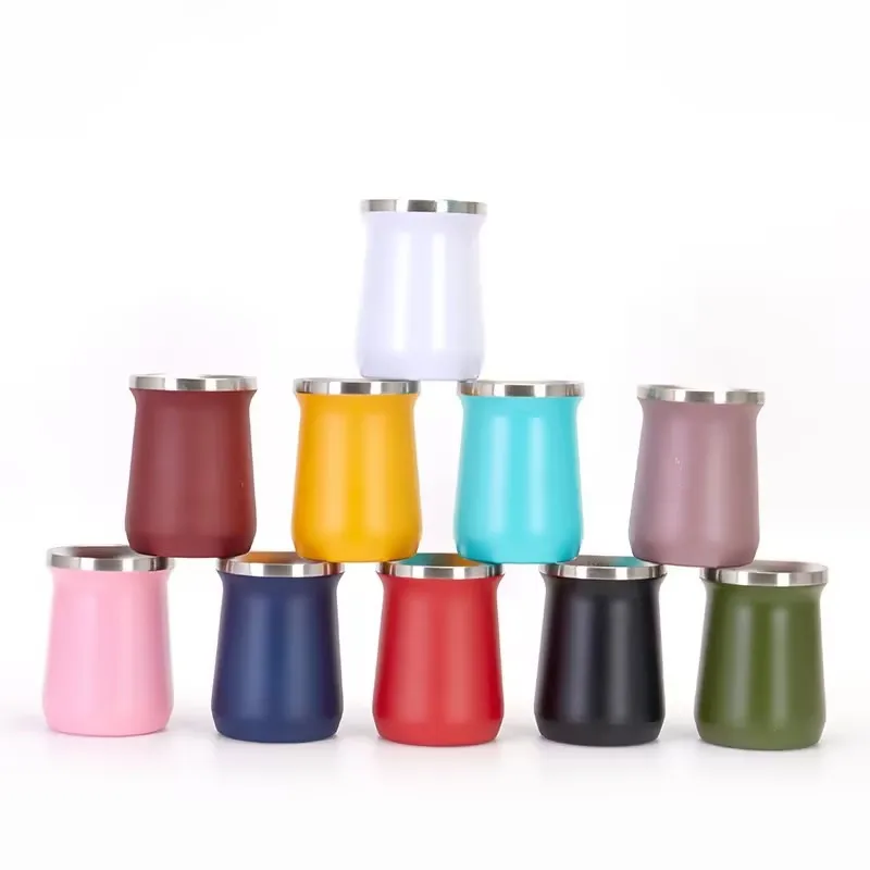 New Arrival Customized 8oz Double Wall Vacuum Stainless Steel Coffee Mug Brazil Mate Cup with Lid 230ML Ice Cream Cup