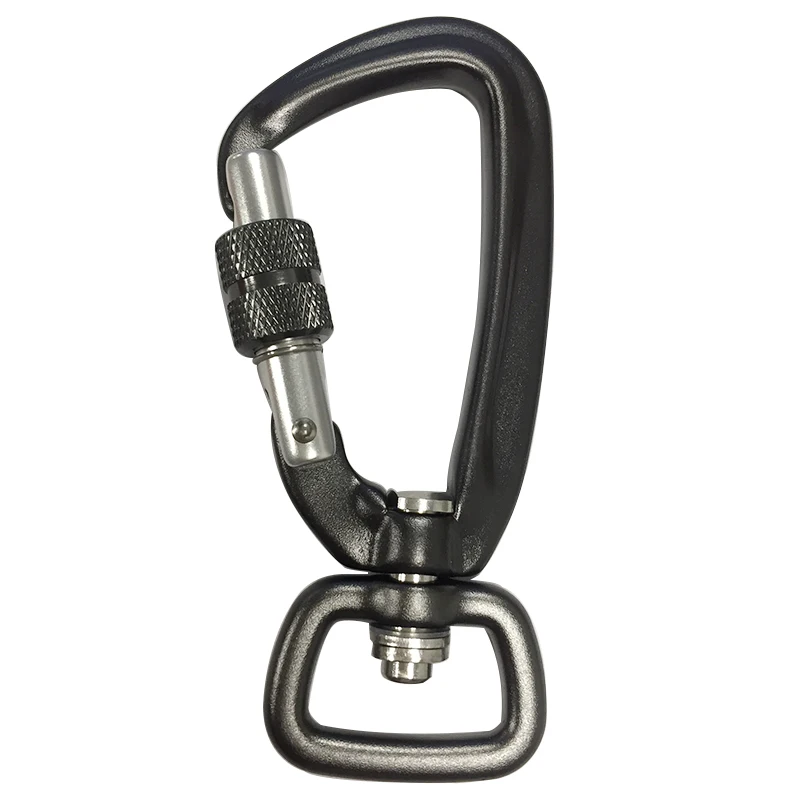 4KN Aviation Aluminum Rotating Carabiner Hook D-ring Dog Leashes Swivel Gate Locking Climbing Carabiner for Hammocks, Camping