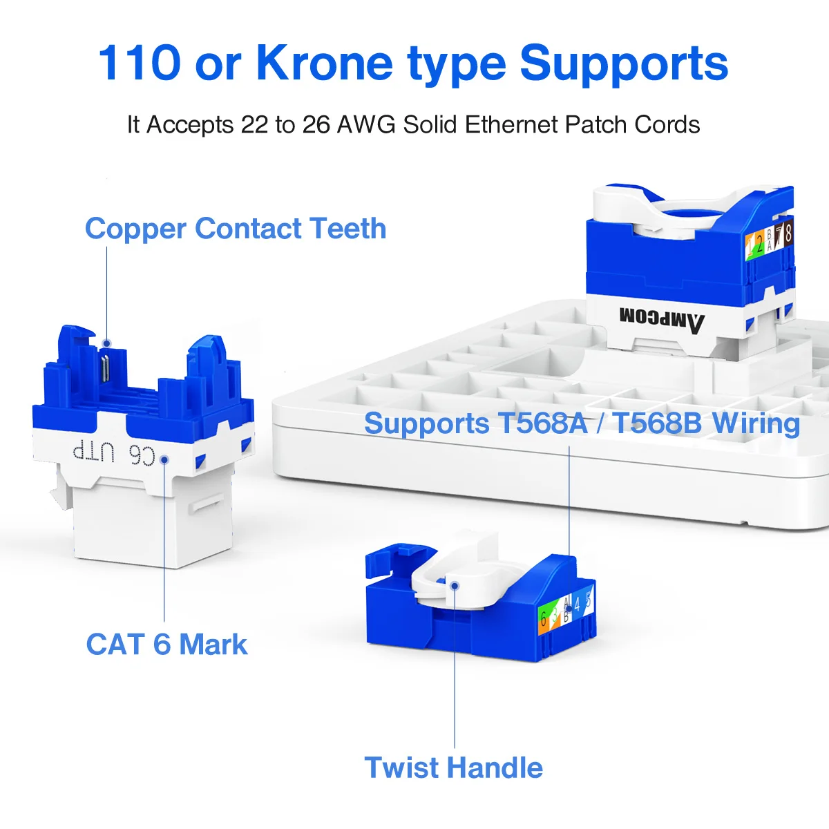 Ampcom CAt6 замочного зажима RJ45 сетевой инструмент меньше Модуль Розетка поддержка 10 Гбит PoE 4 вида цветов в