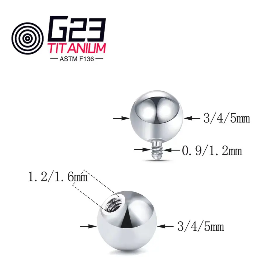 G23 Titanium Body Piercing Navel Nailed Lip Nail Eyebrow Spike Top 14g 16g Internally Threaded Stud Body Jewelry Accessories